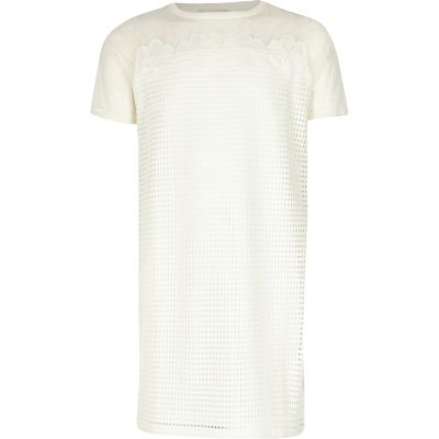 Girls white mesh T-shirt dress